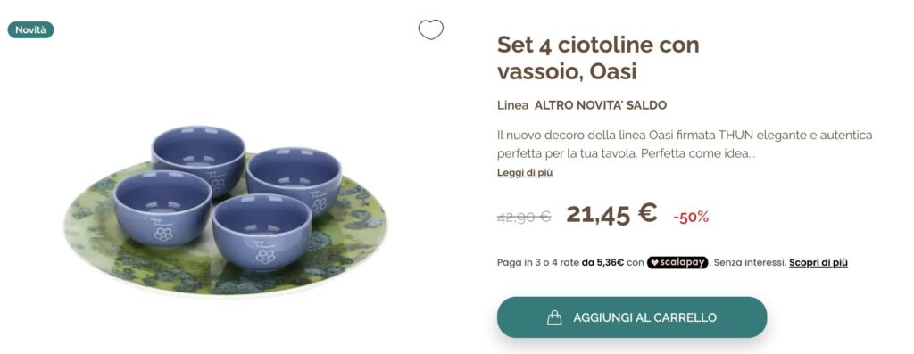 Thun Ciotoline con vassio Oasi con lo sconto del 50%
