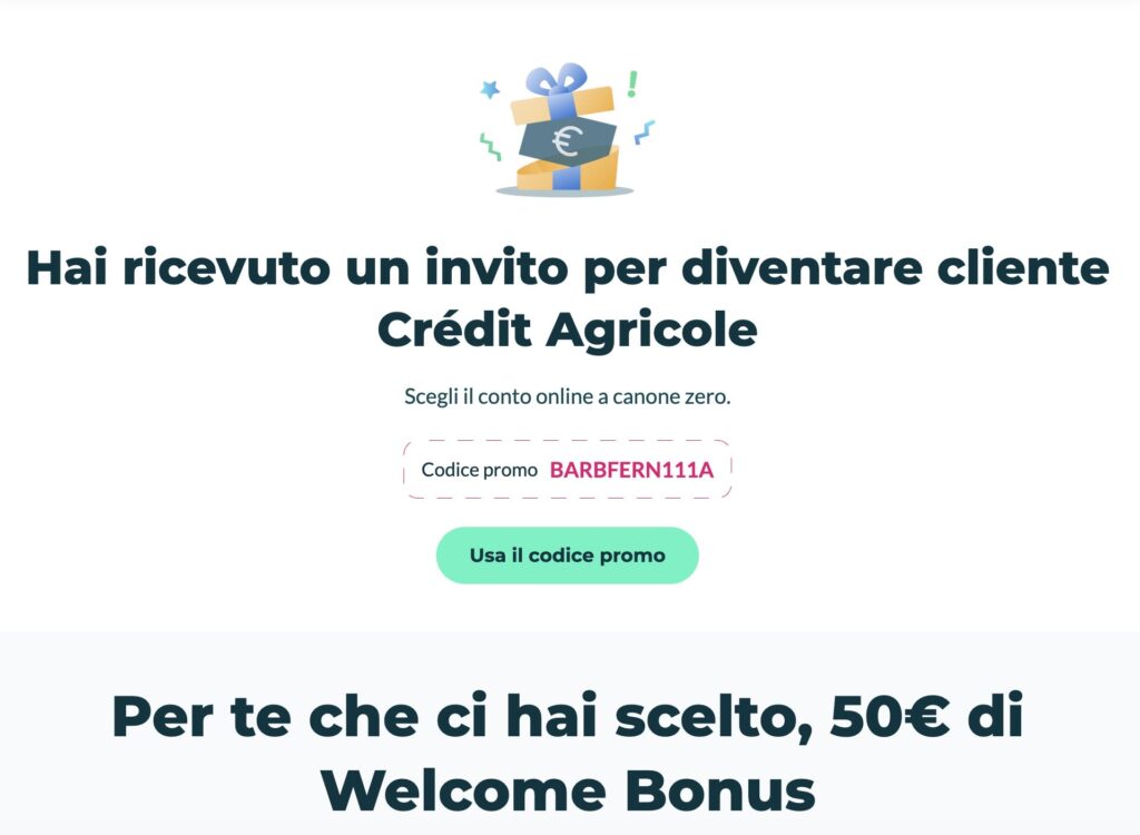 Codice Sconto Credit Agricole: BARBFERN111A - promozione valida entro il 03/03/2026