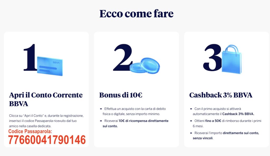 Codice Amico BBVA 77660041790146 – Promozione Passaparola BBVA