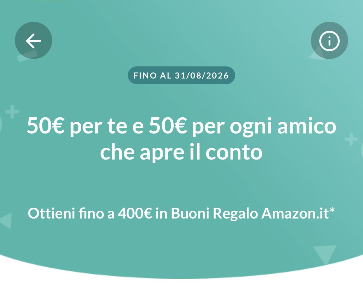 Codice Amico Crédit Agricole 2026: BARBFERN111A (50€ Amazon + bonus fino a 250€) 1 Codice Invito Credit Agricole: BARBFERN111A - promozione Agosto 2026, apertura conto entro il 31/08/2026