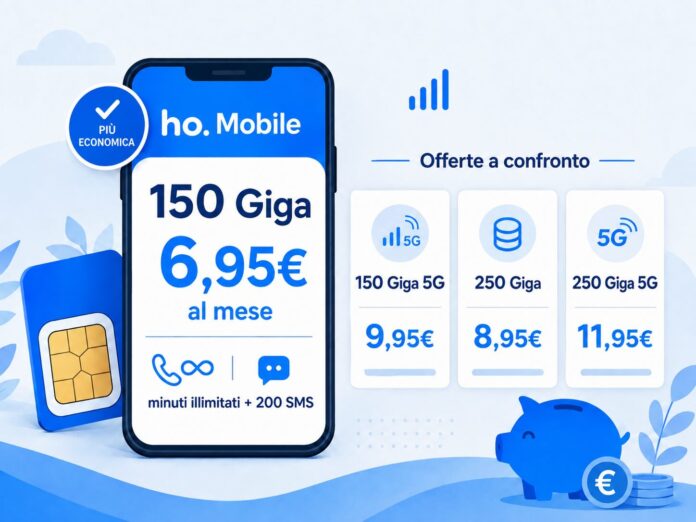 ho. Mobile 150 Giga a 6,95€ al mese: offerte a confronto