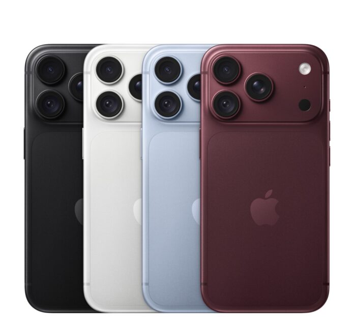 iPhone 18 Pro: i quattro colori iPhone 18 Pro nei quattro colori: nero, argento, ghiacciaio e borgogna, su sfondo bianco
